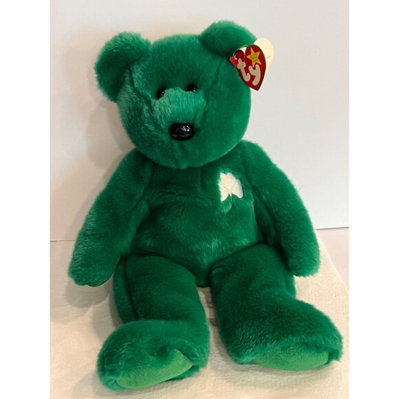 Ty Beanie Baby Erin The Bear 1997 Retired Plush Toy Vintage Collector Item Green - Picture 1 of 5